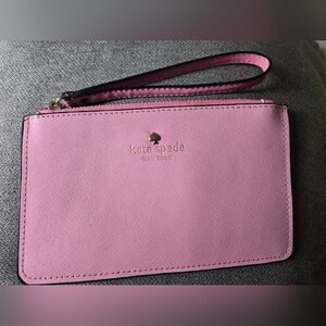 kate spade Pink Leather Wristlet with Gold Logo